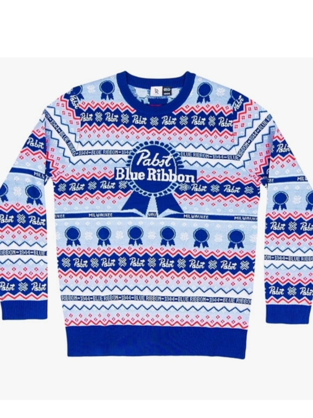 NWT Pabst Blue Ribbon Mens Size Small Holiday Christmas Sweater